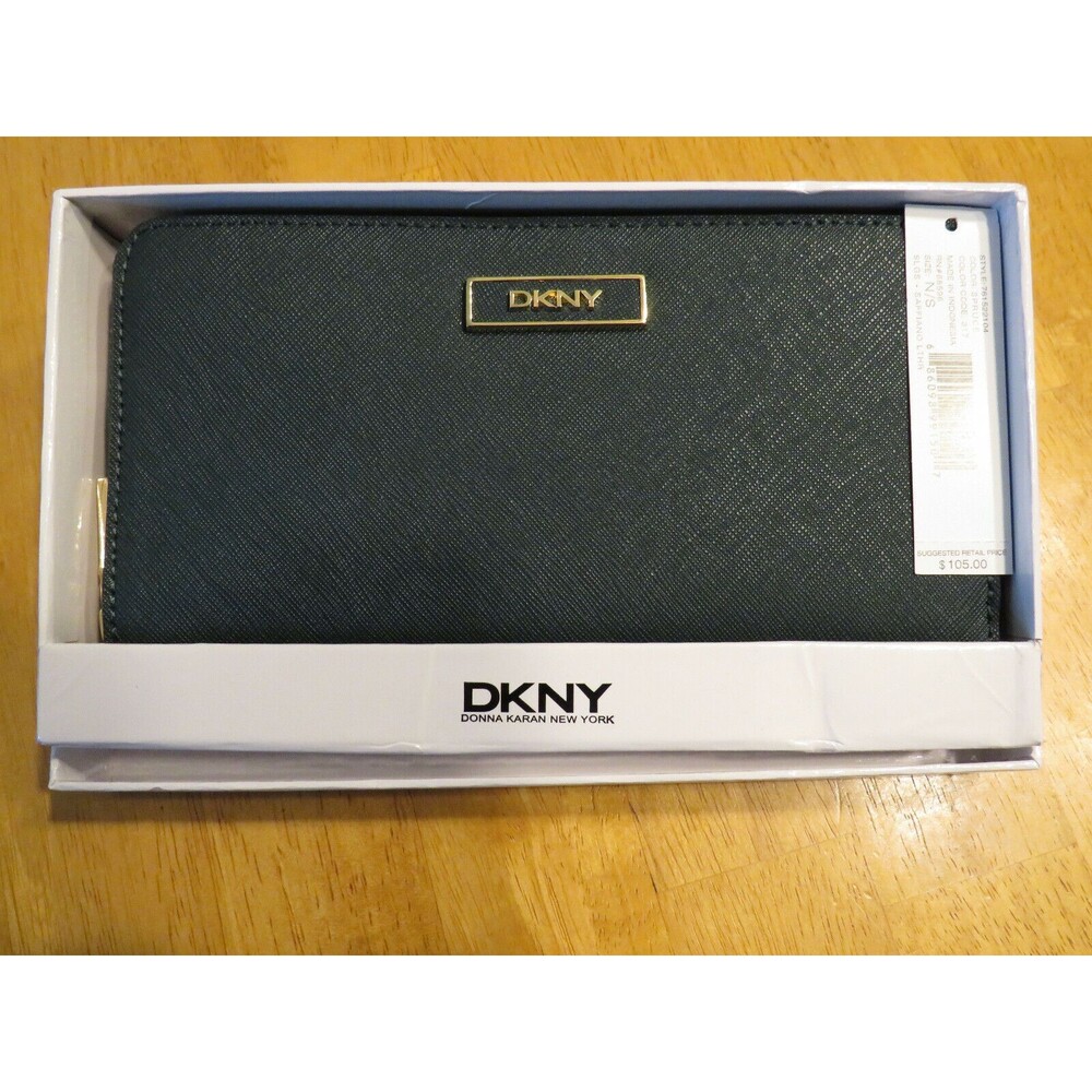 DKNY Spruce Green Saffiano Leather Wallet
